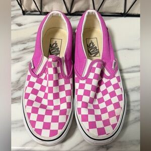 Vans Pink Checkered Slip-On Shoes